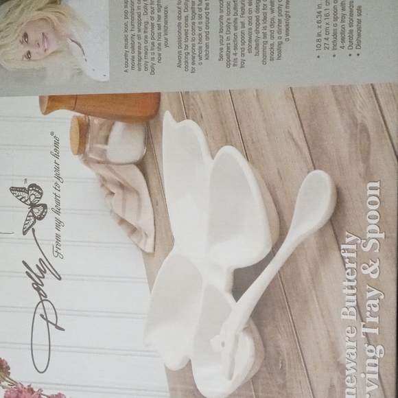 Dolly Kitchen Dolly Stoneware Butterfly Serving Tray Spoon Poshmark